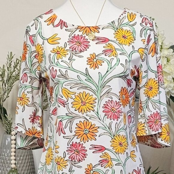 ANN TAYLOR | ARTSY FLORAL ELBOW BELL SLEEVE BLOUSE - Picture 4 of 16